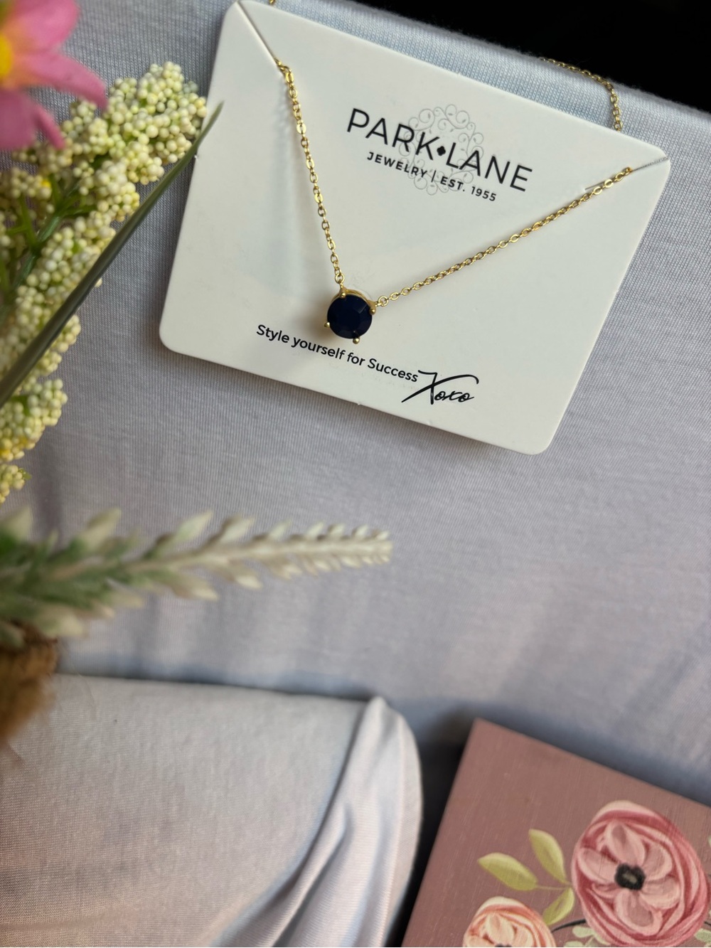 Park Lane Impression Gold Necklace with Deep Navy Stone Pendant - Picture 5 of 5